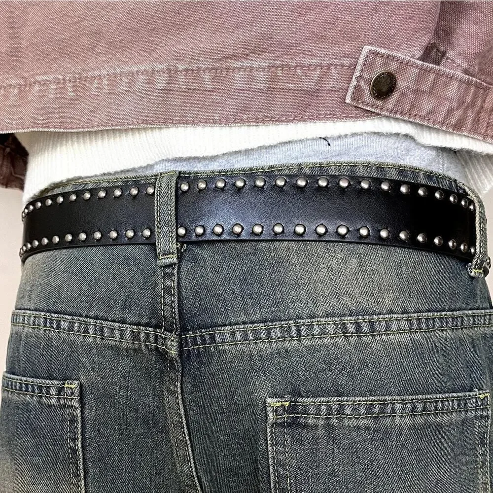 Vintage style black & silver american western belt